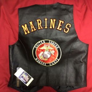 U S MARINES leather vest